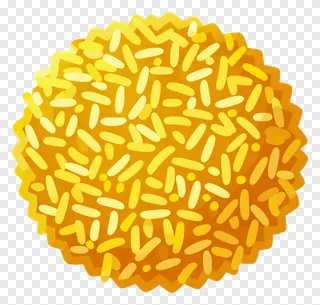 A pile of saffron turmeric rice with yellow sprinkles.