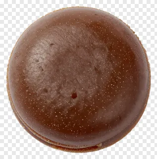 A round, glossy brown kua sweet.