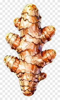 Watercolor illustration of a turmeric root.