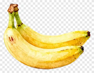 Three ripe bananas in a watercolor style.