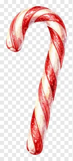 A red and white striped candy cane with a glossy finish.