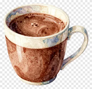 A watercolor-style mug of hot chocolate.
