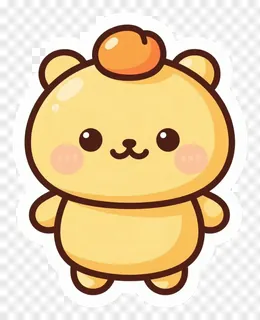 A cartoon yellow til ladoo sweet with an orange topping.