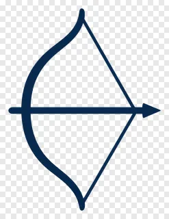 Abstract bow and arrow silhouette in dark blue.