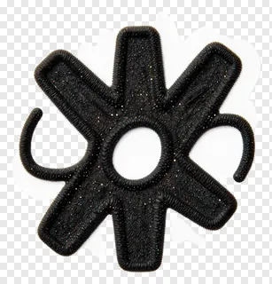 Black starburst symbol with glitter texture.