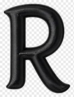 Black 3D letter R icon with textured surface.