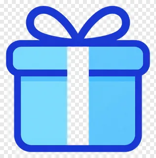 A blue gift box with a ribbon bow.