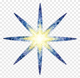 A blue and yellow watercolor starburst.