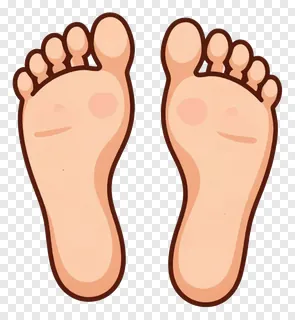 A pair of cartoon-style feet viewed from above.