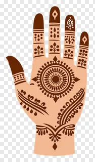 Hand decorated with brown mehndi design.