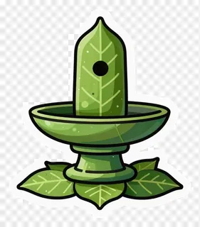 A cartoon-style green lingam with bel leaves.