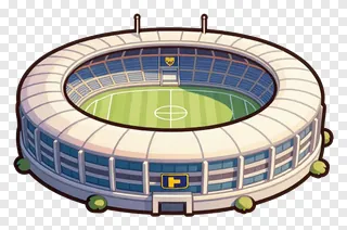 A cartoon football stadium with a circular design.
