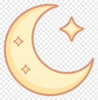 A crescent moon with three stars.
