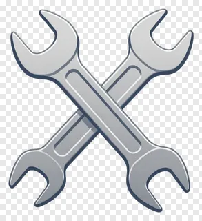 Two crossed metallic wrenches.