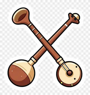 Two Indian musical instruments, shehnai and dhol, crossed over each other.