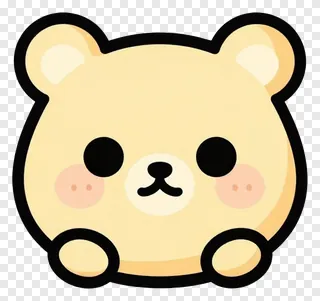 A cute cartoon bear icon with round cheeks and black eyes.