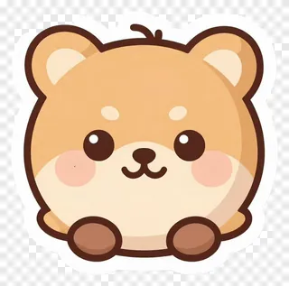 Cute cartoon bear icon with round cheeks and small paws.