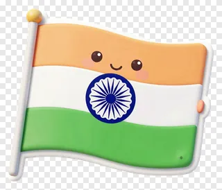 Cartoon version of the Indian tricolor flag with a happy expression.