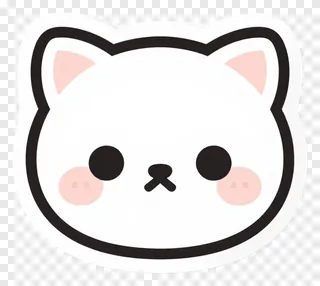 A cute cartoon cat face icon with pink cheeks.