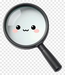 A magnifying glass with a cute cartoon face on the lens.