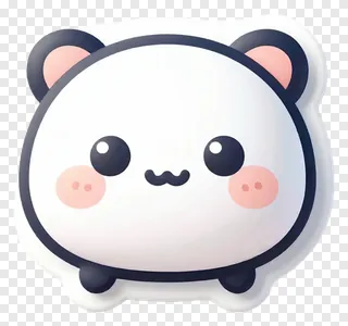 A cute cartoon panda icon with pink cheeks and black eyes.