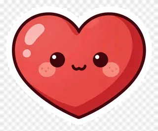 A smiling red heart with big eyes and rosy cheeks.