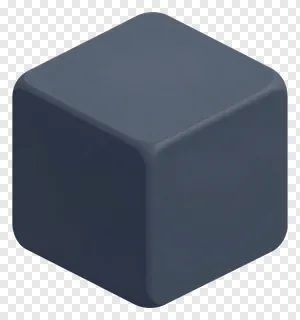 A dark blue 3D cube icon with rounded edges.