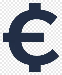 Dark blue euro currency symbol icon.