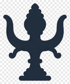 Dark blue trishul symbol with three prongs.