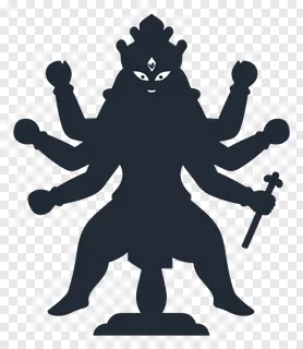 Dark Durga trishul symbol with three prongs.