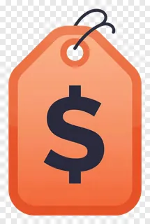 Orange promotional tag with dollar sign.
