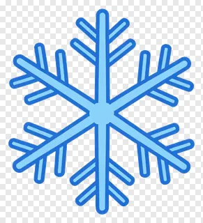 A blue snowflake with outlined lines.