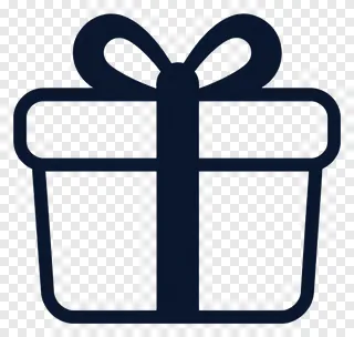 A dark blue gift box with a bow.