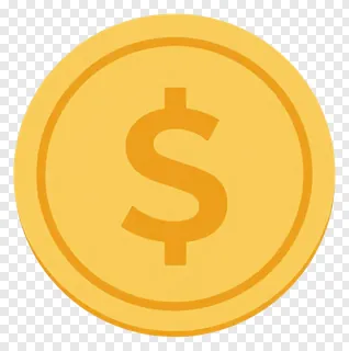 A gold coin with a dollar sign in the center.