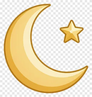 A golden crescent moon with a star.