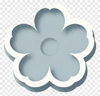 A gray flower-shaped eraser with scalloped edges.