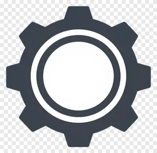 Dark gray gear icon for settings