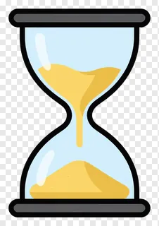 Glass hourglass with sand flowing through.