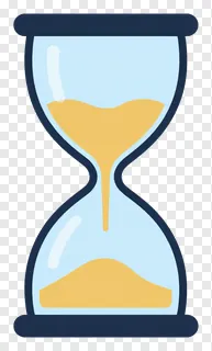 Glass hourglass with sand flowing
