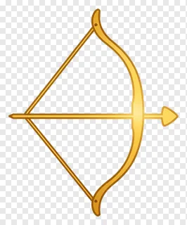 An ornate golden bow and arrow illustration.