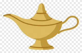 Golden brass oil lamp with curved spout and ornate base.