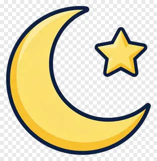 A golden crescent moon with a star next to it.