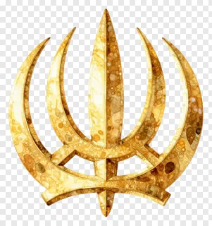 Golden khanda symbol with marble texture.