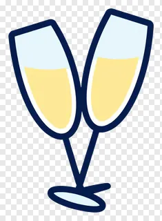 Two champagne glasses toasting with golden liquid.