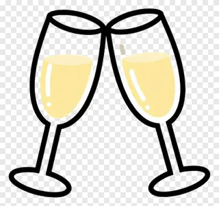 Two champagne glasses clinking in a toast.