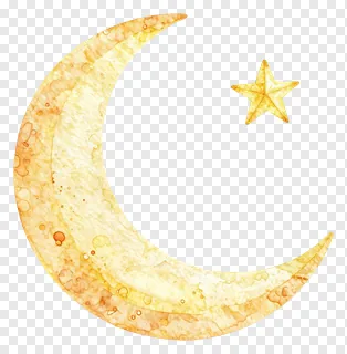 A watercolor crescent moon with a star.