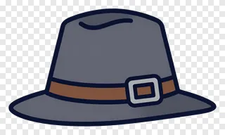 Gray pilgrim hat with a buckle.