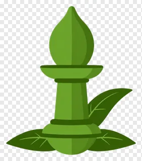 Green Shiva lingam with two bel leaves
