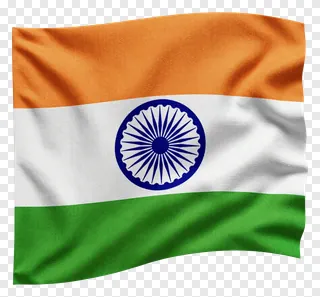 Waving Indian tricolor flag with orange, white, and green stripes.