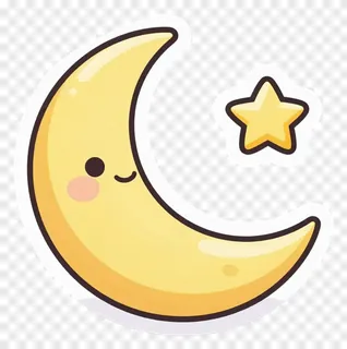 A smiling crescent moon with a star next to it.